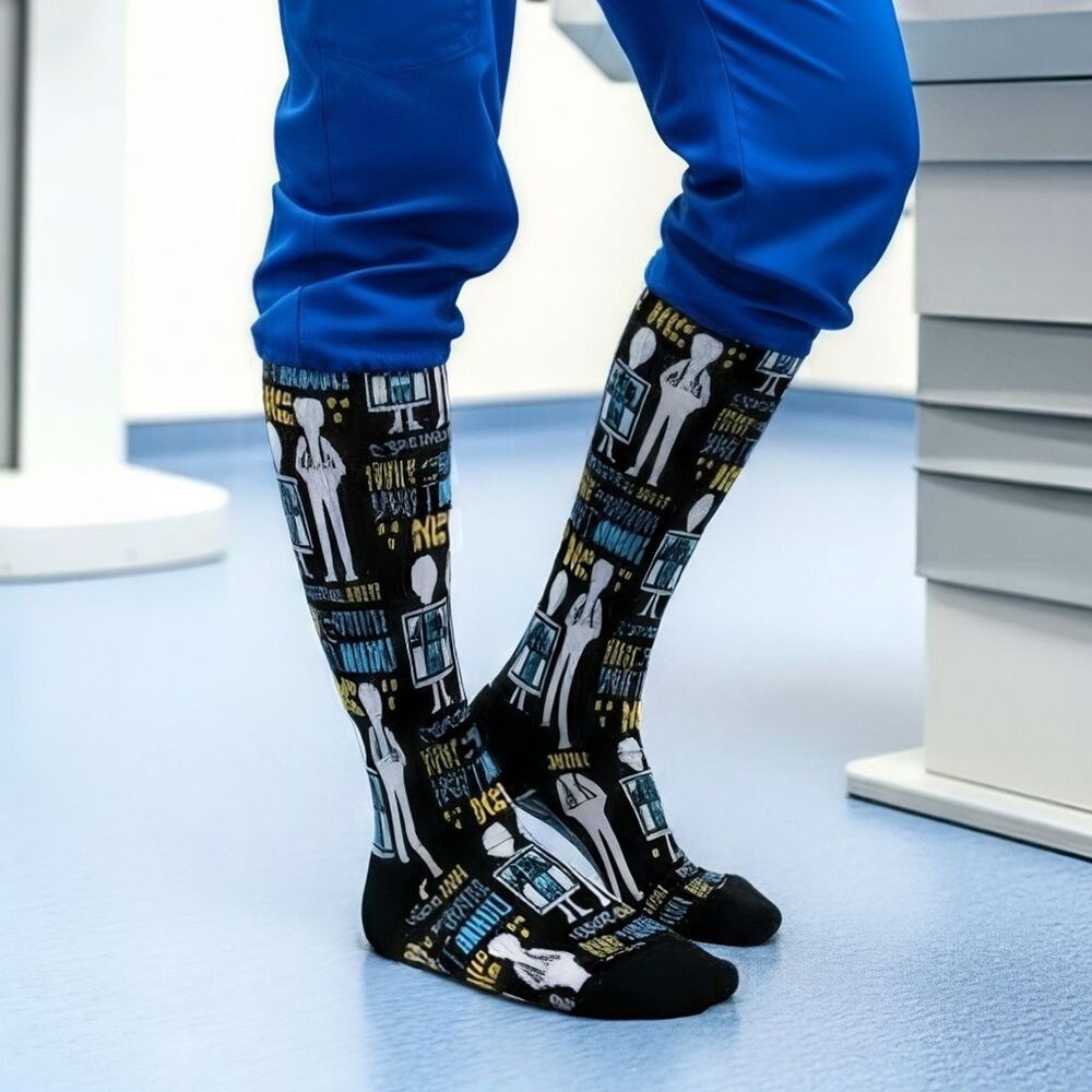 NEW X-Ray Tech Radiology Socks Funny Novelty Black Unisex Mens Womens One Size